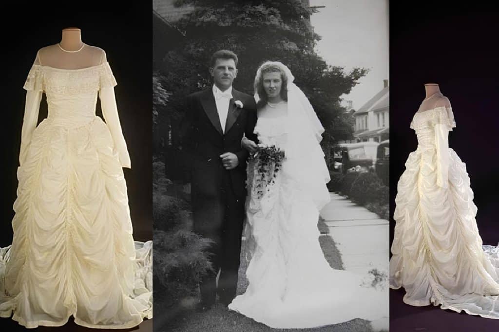 abito da sposa realizzato con il paracadute